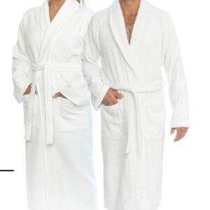 SHAWL COLLAR TERRY ROBE (XL) WHITE VAT INCLUSIVE $73.70