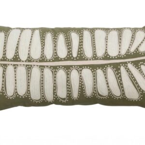 Cotton Lumbar Pillow w/ Leaf Embroidery VAT  $113.30