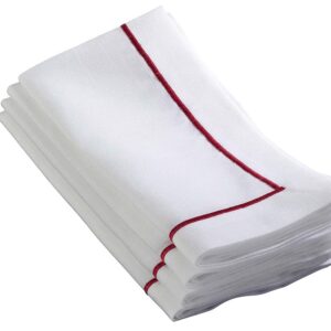 Embroidered Line Design Napkin -Red - 20'' Vat $17.71