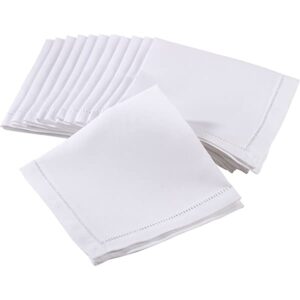 Dinner Napkin with Hemstitch Border - 20'' White VAT $17.16