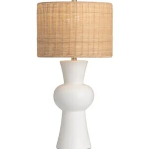 29.5" CERAMIC TABLE LAMP WITH 15X15X10" RATTAN WEAVING SHADE VAT $879.78