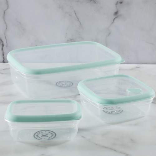 6 Pc Stainless Steel Covered Square Container Set - Frosted Lids
