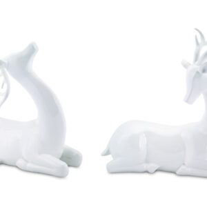 Modern Deer (2 Asst) 10"H, 13.5"H Polystone - White VAT $101.20