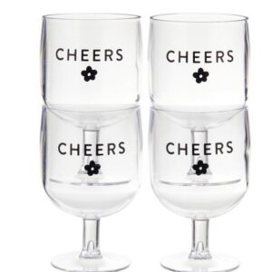 Set of 4 Stack Wine Glass- Cheers VAT $39.60