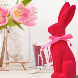Terracotta Flocked Bunny 9.25"-Fuschia VAT $29.57