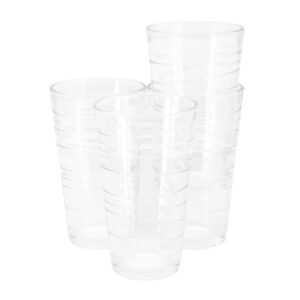 4 Piece 16 Oz Swirl Pattern Glass Tumbler Set VAT $15.44
