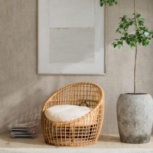 Round Open Weave Rattan Chair w Cushion-Natural VAT $990.00
