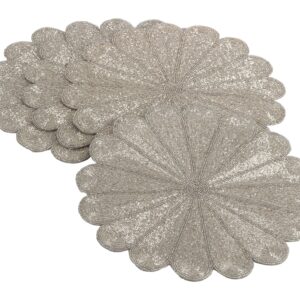 Flower Design Beaded Placemat-Silver VAT $79.64