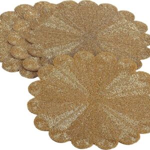 Flower Design Beaded Placemat-Gold VAT $79.64