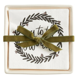 Ceramic Napkin Tray + Napkin- Joy to the World VAT $33.00