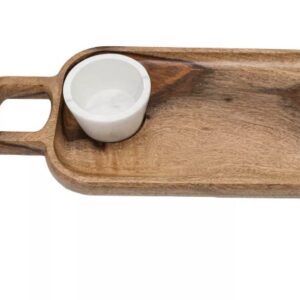 Silas Sheesham Wood Serving Tray w Marble Bowl VAT $101.86