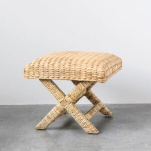 20"Sq x18"HWoven Water Hyacinth & Wood Stool VAT $440.00