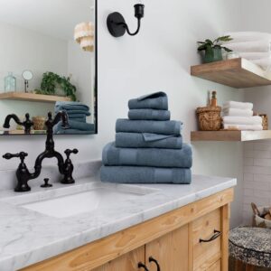 6pk Assorted Towel Set-Light Blue VAT $93.02
