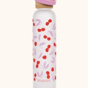 Glass Water Bottle with Bamboo Lid- Cherry Sweet VAT $66.00