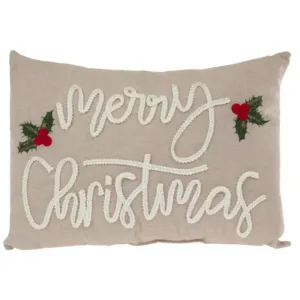 Embroidered Merry Christmas Pillow