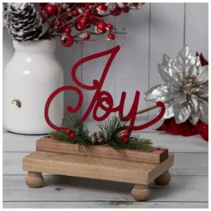 Red Joy with Greenery Wood Decor