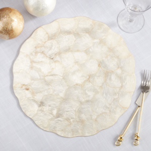 Scalloped Capiz Placemat - Ivory -VAT $54.67